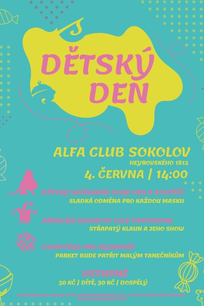 Dětský den -Alfa club, Heyrovského 1812, 356 01 Sokolov